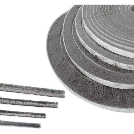 Joint Brosse Porte, 5 M(L) x 9 mm(B) x 23 mm(D), Gris, Joint Fenetrepour Lsolation Phonique Porte, Joint Brosse Adhesif, Joint Brosse Porte Coulissante, Joint Brosse Moustiquaire
