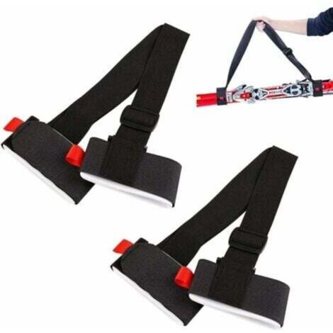 2 x Noir Sangle Porte-Ski Sangles Réglables pour Poignets de Ski avec Boucle de Sangle de Ruban Rembourrée pour Enfants et Adultes (1/5)