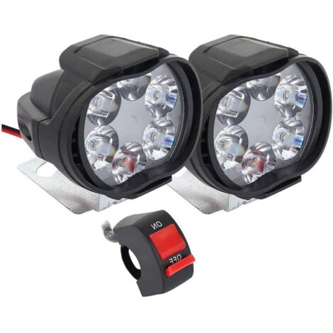Phare Moto Feux Additionnels LED, 2Pcs Phares Avant Phares Supplémentaires pour Moto 12V Anti Brouillard Projecteur Spot avec Interrupteur pour Truck Moto Quad Scooter