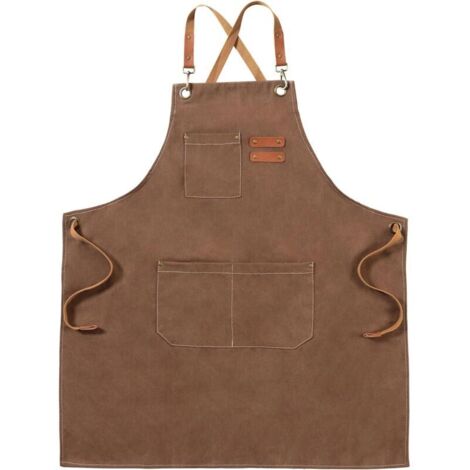 Marron Tabliers en Toile, Tabliers de Travail pour Hommes Femmes, Tabliers de Chef, Tablier pour Serveurs Cuisine Cuisson Artiste Peinture (1/5)