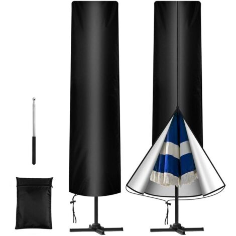 Housse Parasol Deporte avec Perche Télescopique, Housse de Protection pour Parasol en Tissu Oxford 210D , Imperméable, Coupe-Vent, Anti-UV ,pour Parasol de Jardin Exterieur , 24057/57 cm