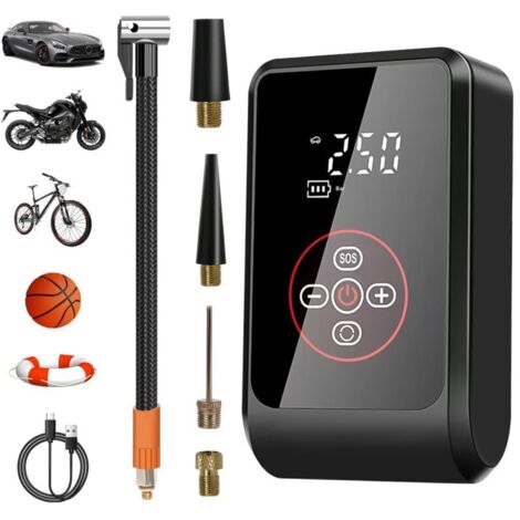 Compresseur à Air Portatif, 4000mAh Gonfleur Pneus Voiture sans Fil, 150PSI Mini Pompe a Velo Electrique avec Lumière LED Affichage Numérique Electrique Compresseur pour Voiture, Moto, Vélo, Balle (1/5)