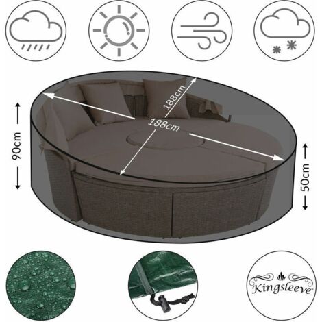 Bâche de protection  pour salon de jardin en polyéthylène résistante aux UV et aux déchirures  Bain de soleil rond 188cm