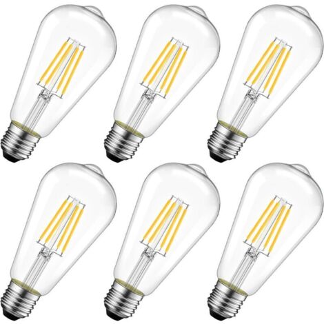 Ampoule LED à filament E27 ST64 4W, blanc chaud 3000K, ampoule rétro, non dimmable, paquet de 6 (1/5)