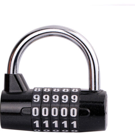 Cadenas à combinaison avec 5 chiffres Serrure Combinée pour casier scolaire, sacoches, valise etc- Noir (1/5)