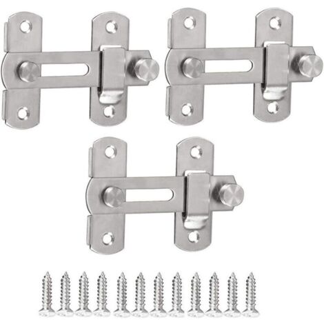 3 pièces Loquet à Angle Droit, Verrou de Sécurité pour Porte Coulissante et Cage d'Animaux (1/4)