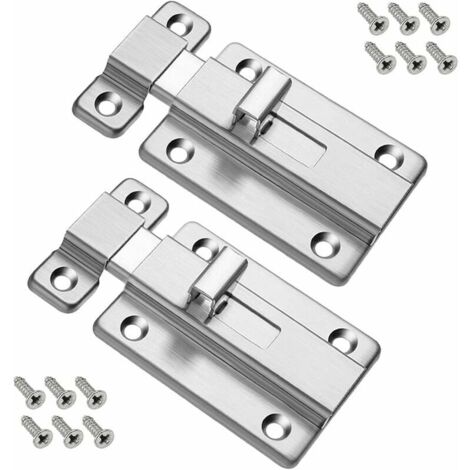 Boulons de Porte, 2 Pcs Verrou de Porte en Acier Inoxydable, Verrou de Sécurité Verrouillage avec Vis pour Portes Encastrées Chambre Salle (1/5)