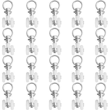 20pcs Rouleaux de Rail de Rideaux,Rouleaux de Rail,Rouleaux de Tringle à Rideaux GlissièRes,Poulie Silencieuse,Rail de Rideaux FenêTre Double Rail Rouleau,pour Rails de Rideau de Windows (1/4)