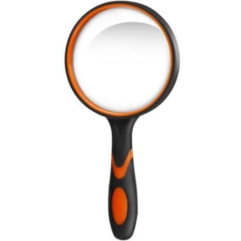 Loupe de Lecture 10X avec poignée en Caoutchouc Souple antidérapante, 75 mm Miroir incassable, pour Livres scientifiques, journaux, Lecture, Insectes, Passe-Temps, Orange (1/4)
