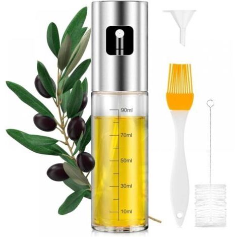 Pulvérisateur d'huile Premium,100 ml Spray Cuisine Anti-goutte, Huile en verre avec distributeur, Accessoires Friteuse sans huile (1/5)