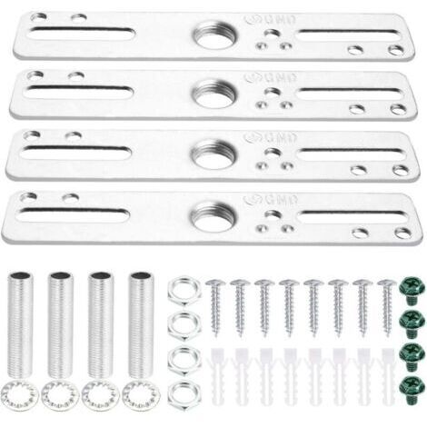 Kit de fixation pour plafonnier 4 pouces, 4 pièces, barre transversale universelle pour lustres et appliques murales, argent (1/3)