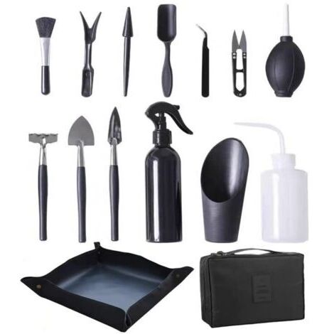 Kit de terrarium portable pour plantes 15 pièces Kit d'entretien de bonsaï réutilisable Mini outils de jardinage antirouille faciles à nettoyer pour les amateurs de jardinage DIY Plantation de f (1/5)