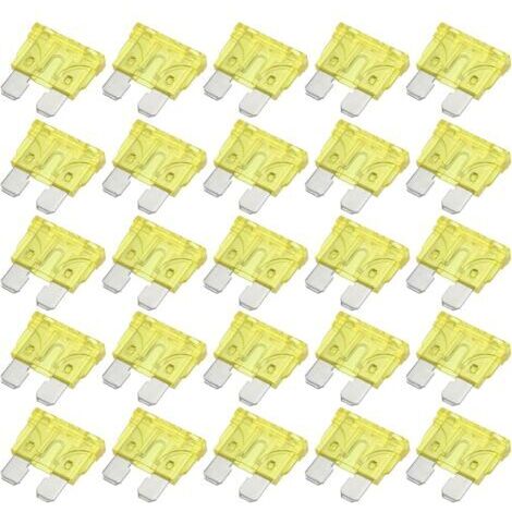 25pcs Lame Style Fusible 20A Lame Style Fusible pour Voiture Bateau Jaune (1/5)