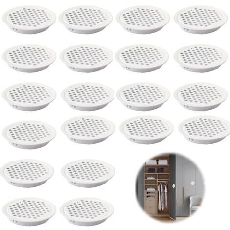 Grille D'aération Trou Inox Blanc Ronde 20 Pièces Grille Ventilation pour Cuisine Armoire Meubles 35mm Grille Aeration Pour Armoires, Bibliothèques, Penderies, Armoires à Chaussures, Caves à Vin (1/5)