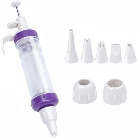Pistolets à Crème, Pistolets à Biscuits avec 7 Douilles, Seringue de Décoration de Desserts, Buse de Passepoil, Outils de Décoration de Gâteaux à Faire Soi-même (1/5)