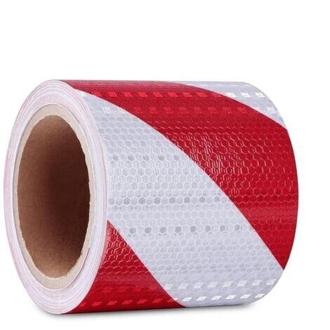 1 Pcs Bande Reflechissante autocollante,Ruban de Signalisation Rouge et Blanc,Bande d'Avertissement,pour Vehicule,Chantier,Garage,Extérieur et Places intempéries,25m x 10cm