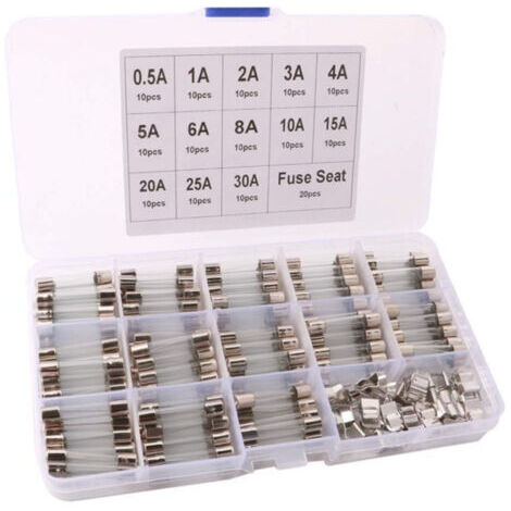 150Pcs 6X30mm Professionnel Voiture Fast-Souffler Verre Tube Fusible Kit: 130Pcs Rapide Coup Verre Tube Fusible + 20Pcs Fusible Siège, avec Transparent Plastique Boîte (1/4)