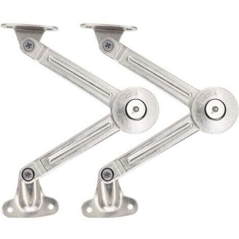 Lot de 2 compas à amortissement réglable – Pour portes relevables de placard – Alliage de zinc antirouille – Angle d'ouverture 75°/90°/110°