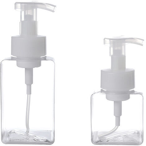 Distributeur de savon moussant, flacon pompe carré rechargeable et moderne pour shampoing, gel douche, savon liquide, salle de bain, hôpital, clinique. Lot de 2 (1/5)