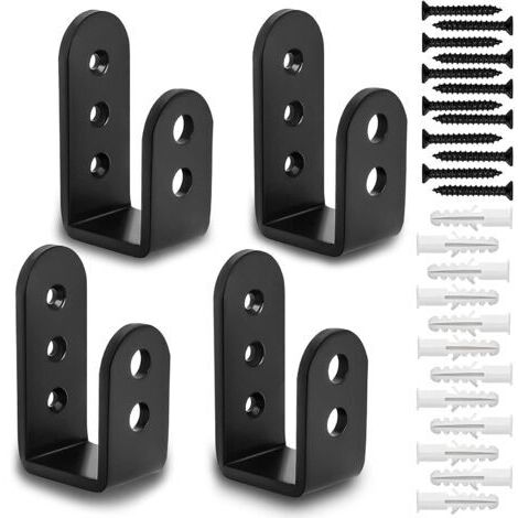 Supports de Barricade de Porte 2x4, U Support pour la Barre Ouverte pour les Verrous de Porte Renforcés, Support de Sécurité Résistant à Maison, Grange, Hangar, Garage, Porte par (4 Ensemble) (1/5)