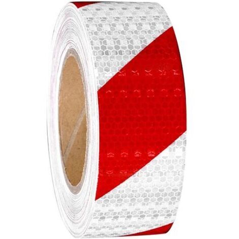 Bande D'avertissement,Bande Réfléchissante,Bande Réfléchissante Autocollante,Ruban Adhésif Réfléchissant Avertissement,Rubalise Rouge et Blanc Ruban de Signalisation,pour L'avertissement de Sécu (1/4)