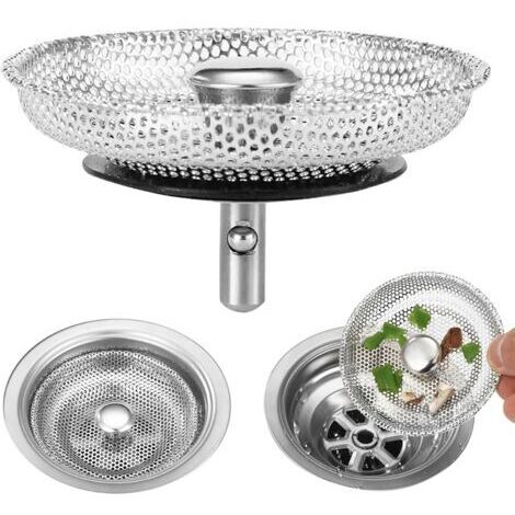 2 Pièces Crépine d'évier de Cuisine, Inoxydable Filtre Évier Cuisine, Bouchon Evier Cuisine, Bonde à Panier Filtre Evier, Panier à Tamis pour Évier, pour Cuisine et Salle de Bain Diamètre 80mm (1/5)