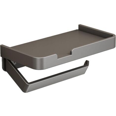 Porte-papier toilette autocollant avec étagère, support mural en aluminium pour rouleau de papier toilette, support pour rouleau de papier toilette avec étagère de rangement (1/4)