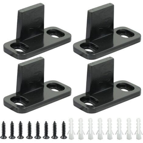 Lot de 4 guides de guidage au sol pour porte coulissante - En plastique réglable - Pour porte coulissante en verre, porte d'armoire, porte de grange, porte en bois - Noir (1/5)