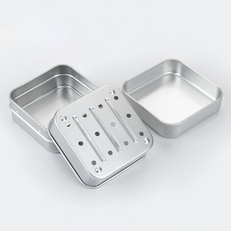 2 Pièces Boîte à Savon en Aluminium Boite Savon avec Égouttoir Amovible Porte-Savon Portable pour Les Voyages Les Voyages d'affaires La Salle de Bain