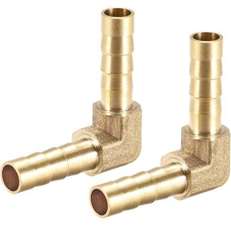 2pcs Raccord cannelé Tuyau en Laiton barbelé de 6 mm coudé à 90 degré Tube coupleur (1/5)