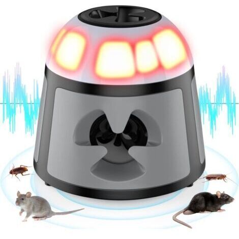 Ultrason Souris et Rats, Repulsif Souris Ultrasons 360° Anti Souris avec Lumière LED Appareil Ultrason pour Nuisible Rongeurs Plug (1/5)