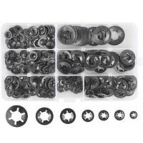280 Pcs Rondelles De Blocage Rondelles De Verrouillage, Rondelles À Verrouillage Rapide De Rondelles De Verrouillage En Acier M3 M4 M5 M6 M8 M10 M12, 7Tailles, Noir (1/4)