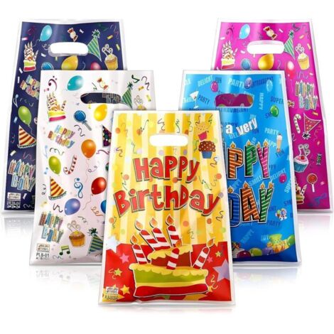 Sachet Anniversaire Enfant, Lot de 50 Sachet Bonbons Cadeau Anniversaire Pochette pour enfants Bébé Filles & Garçons Fournitures de fête d'anniversaire (1/5)