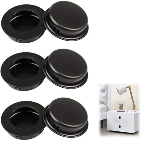 Lot de 6 poignées circulaires encastrées pour porte coulissante - Poignées de traction dissimulées pour tiroirs, armoires, meubles personnalisés (1/5)
