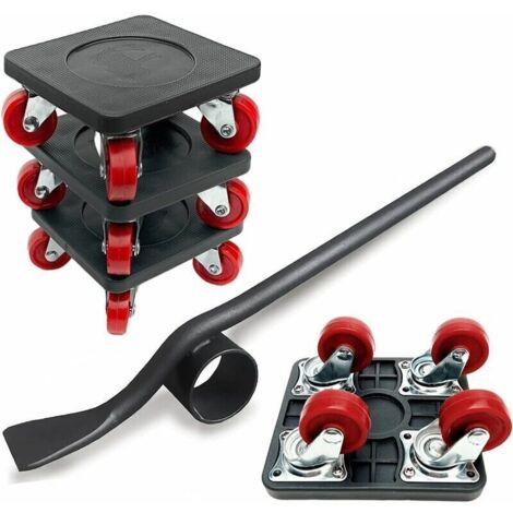 Meubles Lifter, avec 4 Pack Moving Sliders Lourd Meubles Outils Rouleau Déplacer Max Up pour 350kg, 360 degrés Rotatif Pads (Noir) -