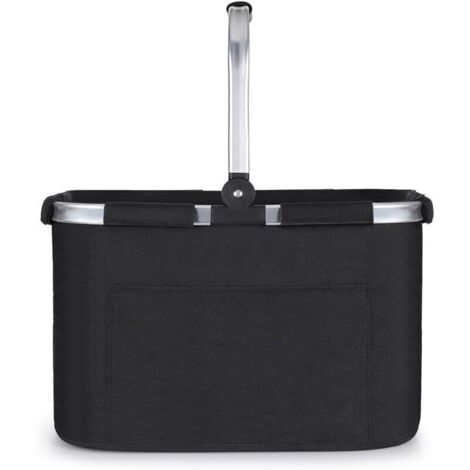 Panier de courses pliable 30L, grand panier de pique-nique avec poignées rembourrées, panier pliable pratique, sac de courses avec cadre en aluminium, panier robuste, idéal pour les voyages, les pique (1/4)