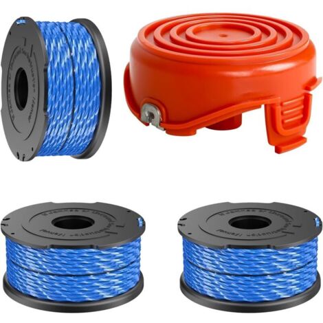 Bobine de fil pour débroussailleuse Black & Decker A6441 avec capuchons A6442-XJ, compatible avec GL315, GL337, GL350, GL650, GL651, GL652, GL653, GL655, GL656, GL660, GL670, GL680, GL5530 ( 3 bobines