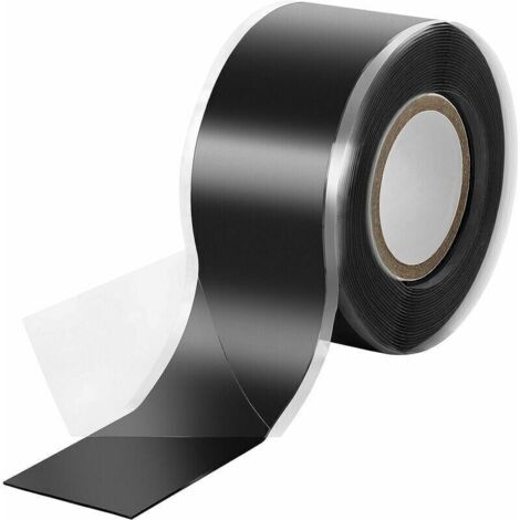 1x 3m de Ruban en silicone auto-fusionnant (auto amalgamant), ruban isolant et bande d'étanchéité (eau, air), 25 mm de large, noir (1/4)