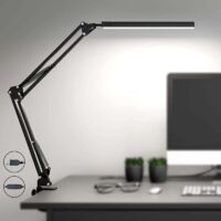 Lampe de bureau LED puissante avec clip 3 modes d'éclairage x 10 niveaux Protection des yeux Luminosité réglable 3200K-6500K