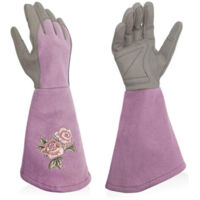 Women's Leather Gardening Gloves, Long Sleeves Puncture Resistant, Elegant Ladies Garden Gloves, Gardening Gloves Size L/9