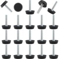 Lot de 20 niveleurs réglables filetés à visser pour meubles, pieds de nivellement M6 pour meubles de patio, pieds de table, chaises et pieds de meubles