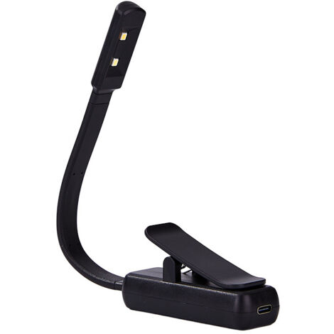 Lettore LED Nero Ricaricabile a Clip, Lampada da Lettura Minimalista con 3 Modalità di Colore, Dimmerabile Senza Gradi, Leggero per Viaggi e Lettura Notturna (1/5)