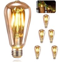Confezione da 5 lampadine LED Edison, colore ambra, luce bianca calda 2700K, attacco E27, stile retrò americano, 4W, per illuminazione decorativa in ristoranti, caffè e bar