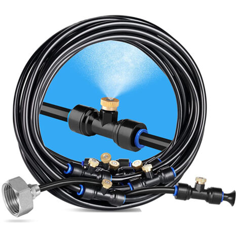 Kit di irrigazione automatica da 25 m con 30 ugelli - Sistema di nebulizzazione per giardino, serra e patio - Raffreddamento per esterni