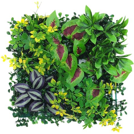 Parete verde artificiale, siepi artificiali, recinzione decorativa e privacy, sfondo per parete con fiori artificiali, 25 x 25 cm