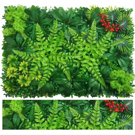 Parete verde artificiale, siepe artificiale, schermo per la privacy con protezione UV, sfondo di vegetazione artificiale, 60 cm x 40 cm