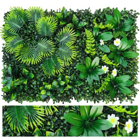 Parete verde artificiale, siepe artificiale, schermo per la privacy con protezione UV, sfondo di vegetazione artificiale, 60 cm x 40 cm