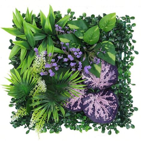 Parete verde artificiale, siepi artificiali, recinzione decorativa e privacy, sfondo per parete con fiori artificiali, 25 x 25 cm