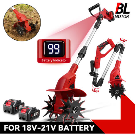 Motozappa, Tagliaerba, Scarificatore e Attrezzo da Giardino Elettrico a Batteria (Cordless) Brushless da 1600W, Compatibile con Batterie Makita. (1/5)