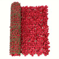 Recinzione Privacy con Fiori Artificiali, Siepe Artificiale, Decorazione da Giardino Esterno, Siepe Fiorita Artificiale, 1m x 3m, Rosso